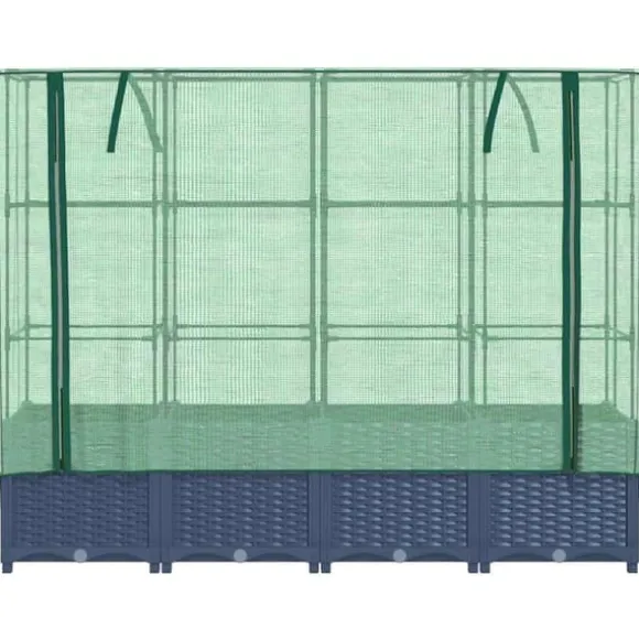 Højbed med drivhusovertræk - Rattan-look | Størrelse: 160x40x138 cm