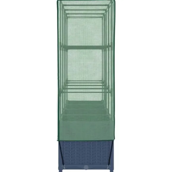 Højbed med drivhusovertræk - Rattan-look | Størrelse: 160x40x138 cm
