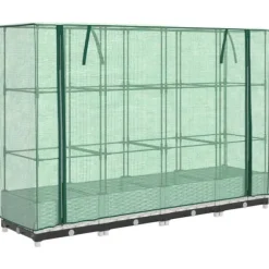 Højbed med drivhusovertræk - Robuste planter i rattan-look | Størrelse: 160x40x123 cm