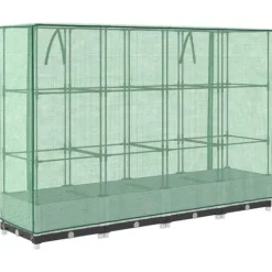 Højbed med drivhusovertræk - Robuste planter i rattan-look | Størrelse: 160x40x123 cm