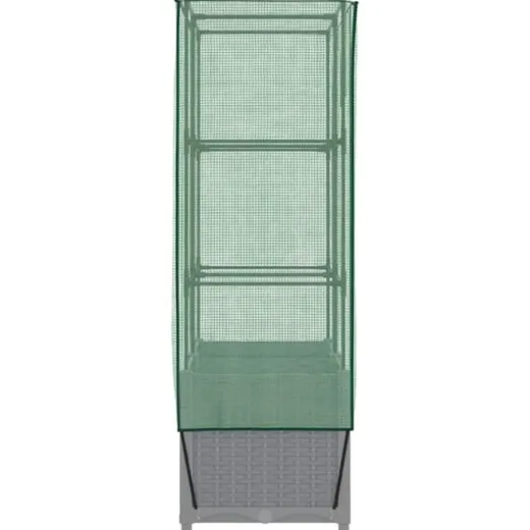 Højbed med drivhusovertræk - Rattan-look | Størrelse: 80x40x138 cm