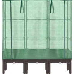 Højbed med drivhusovertræk - Rattan-look | Størrelse: 120x40x140 cm