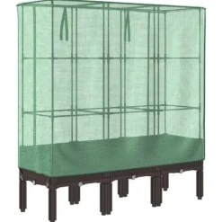 Højbed med drivhusovertræk - Rattan-look | Størrelse: 120x40x140 cm