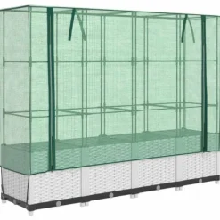 Højbed med drivhusovertræk i rattan-look - Plads til planter | Størrelse: 160x40x138 cm
