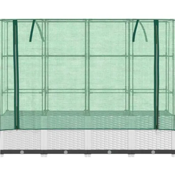 Højbed med drivhusovertræk i rattan-look - Plads til planter | Størrelse: 160x40x138 cm