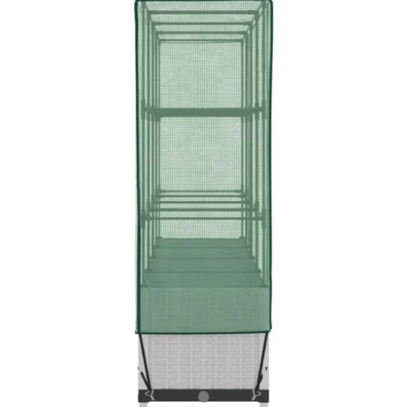 Højbed med drivhusovertræk i rattan-look - Plads til planter | Størrelse: 160x40x138 cm