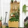Højbed med espalier & 3 hylder 63x39x160 cm, træ brun – klatreplanter