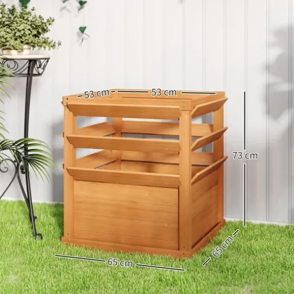Højbed med espalier & åben bund 65x65x60 cm, træ – til klatreplanter