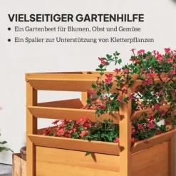 Højbed med espalier & åben bund 65x65x60 cm, træ – til klatreplanter