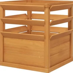 Højbed med espalier & åben bund 65x65x60 cm, træ – til klatreplanter