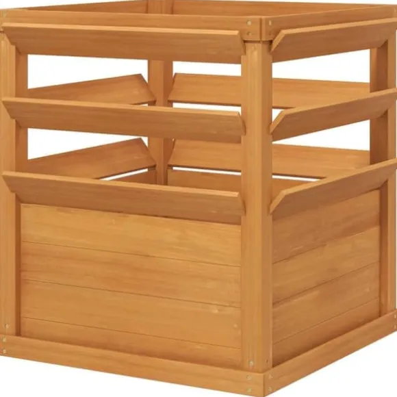 Højbed med espalier & åben bund 65x65x60 cm, træ – til klatreplanter