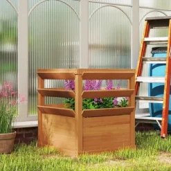 Højbed med espalier & åben bund 65x65x60 cm, træ – til klatreplanter