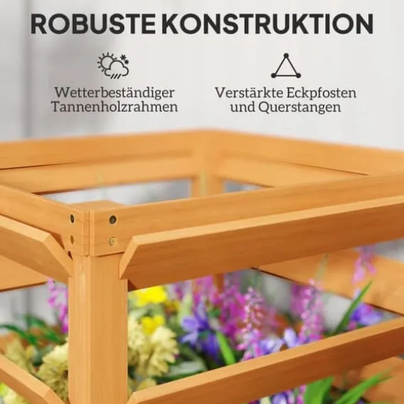 Højbed med espalier & åben bund 65x65x60 cm, træ – til klatreplanter