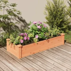 Højbed med foring i massivt fyrretræ - Plantekasse | Størrelse: 120x45x25 cm | Farve: Brun