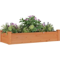 Højbed med foring i massivt fyrretræ - Plantekasse | Størrelse: 120x45x25 cm | Farve: Brun