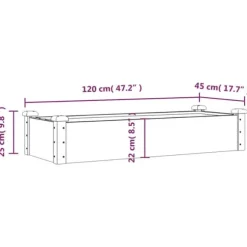 Højbed med foring i massivt fyrretræ - Plantekasse | Størrelse: 120x45x25 cm | Farve: Brun