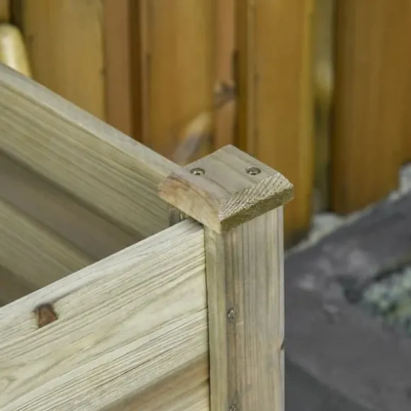 Højbed med hylde 91x51x76 cm, træ, grøn – med drænhuller