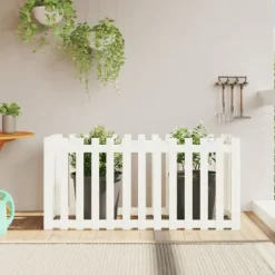 Højbed med stakitdesign i massivt fyrretræ | Størrelse: 150x50x70 cm | Farve: Hvid