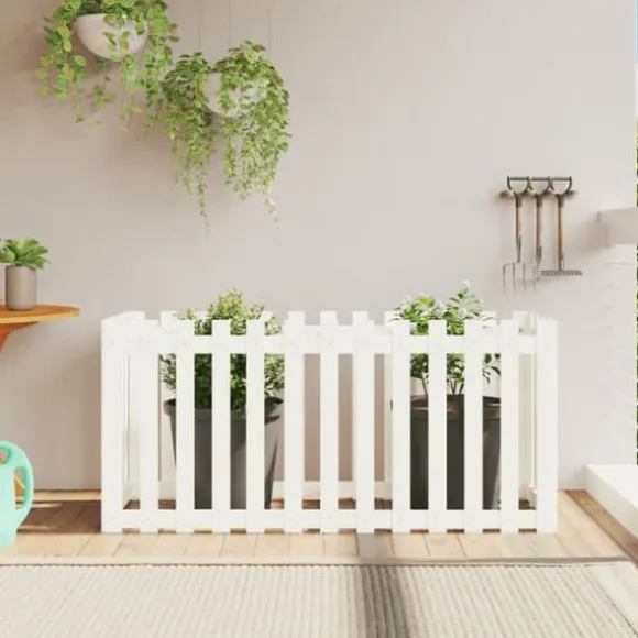 Højbed med stakitdesign i massivt fyrretræ | Størrelse: 150x50x70 cm | Farve: Hvid