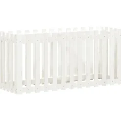 Højbed med stakitdesign i massivt fyrretræ | Størrelse: 150x50x70 cm | Farve: Hvid