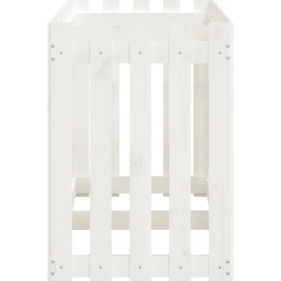 Højbed med stakitdesign i massivt fyrretræ | Størrelse: 150x50x70 cm | Farve: Hvid