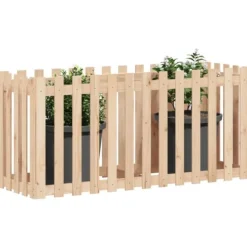 Højbed med stakitdesign i massivt fyrretræ | Størrelse: 150x50x70 cm