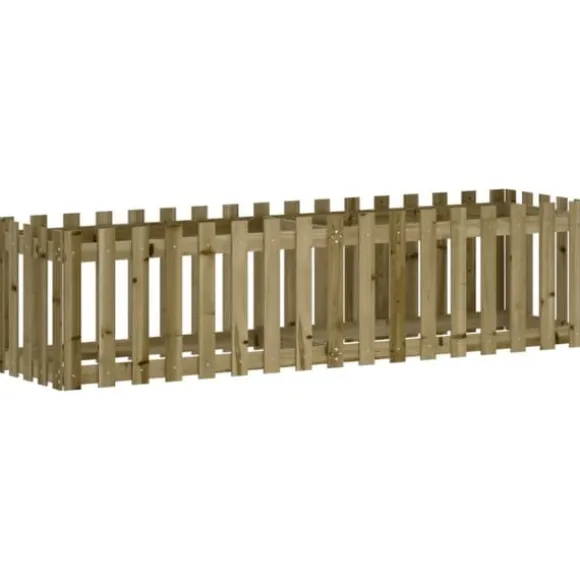 Højbed med stakitdesign i imprægneret fyrretræ | Størrelse: 200x50x50 cm