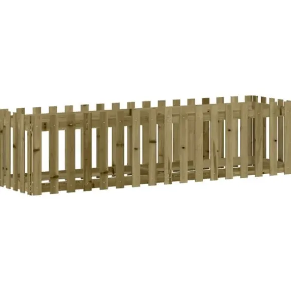 Højbed med stakitdesign i imprægneret fyrretræ | Størrelse: 200x50x50 cm