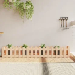 Højbed med stakitdesign i massivt fyrretræ | Størrelse: 200x30x30 cm