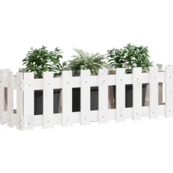 Højbed med stakitdesign i massivt fyrretræ | Størrelse: 100x30x30 cm | Farve: Hvid