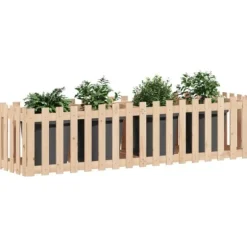 Højbed med stakitdesign i massivt fyrretræ - 200x50x50 cm | Størrelse: 200x50x50 cm