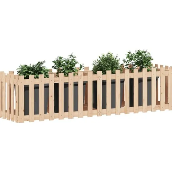 Højbed med stakitdesign i massivt fyrretræ - 200x50x50 cm | Størrelse: 200x50x50 cm