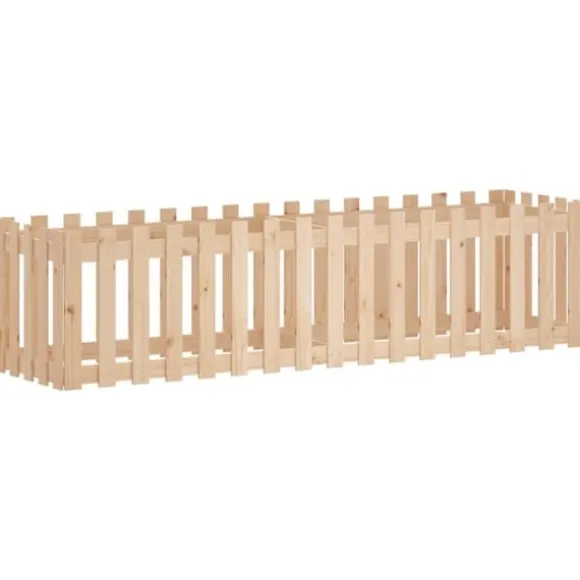 Højbed med stakitdesign i massivt fyrretræ - 200x50x50 cm | Størrelse: 200x50x50 cm