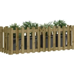 Højbed med stakitdesign 150x50x50 cm - Imprægneret fyrretræ | Størrelse: 150x50x50 cm