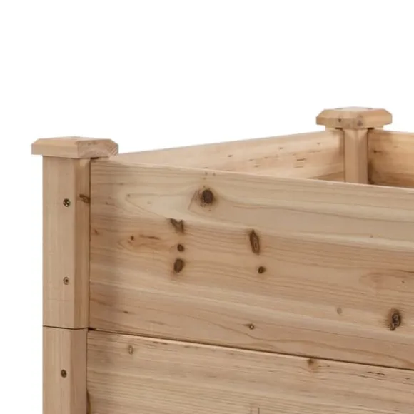 Højbed 3-trins i træ 124x124x56 cm – urte-trappe til balkon & have