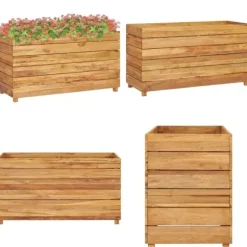 Højbed 100x40x55 cm genanvendt teaktræ og stål - Højbed - Højbede - Home & Living