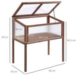 Højbed/drivbænk 90x50x93 cm, gran & PC-plade, brun – urteboks til have/terrasse
