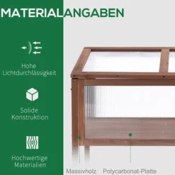 Højbed/drivbænk 90x50x93 cm, gran & PC-plade, brun – urteboks til have/terrasse