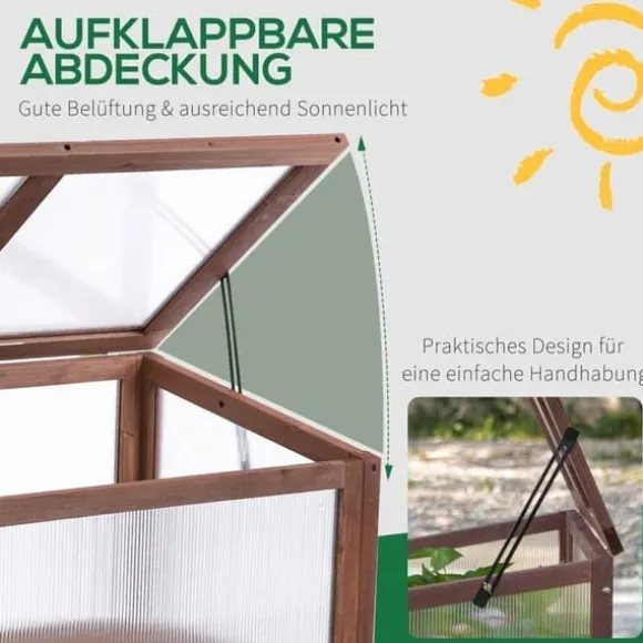 Højbed/drivbænk 90x50x93 cm, gran & PC-plade, brun – urteboks til have/terrasse