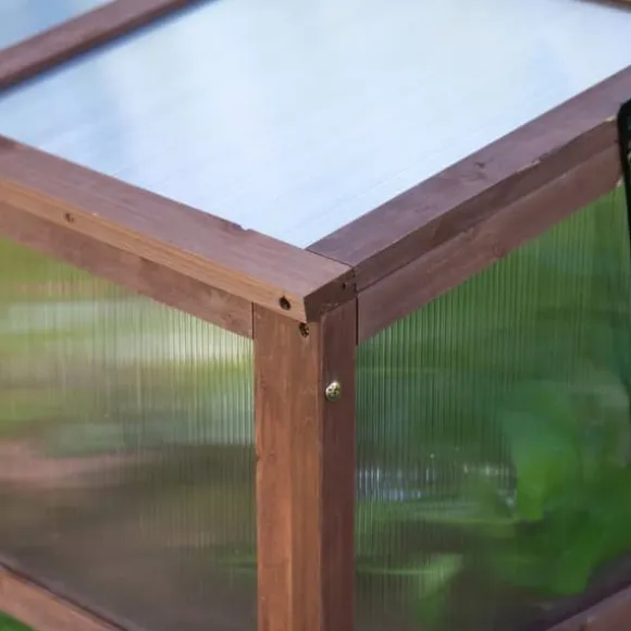 Højbed/drivbænk 90x50x93 cm, gran & PC-plade, brun – urteboks til have/terrasse