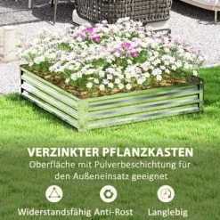Højbed/plantekasse i stål 120x120x30 cm, sølv – have/terrasse