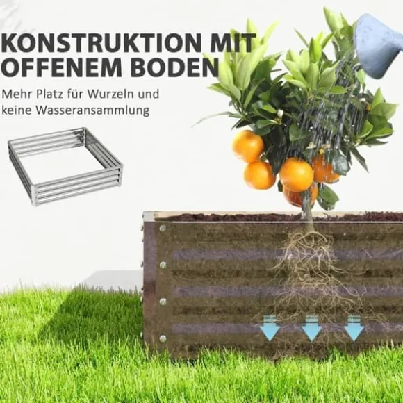 Højbed/plantekasse i stål 120x120x30 cm, sølv – have/terrasse
