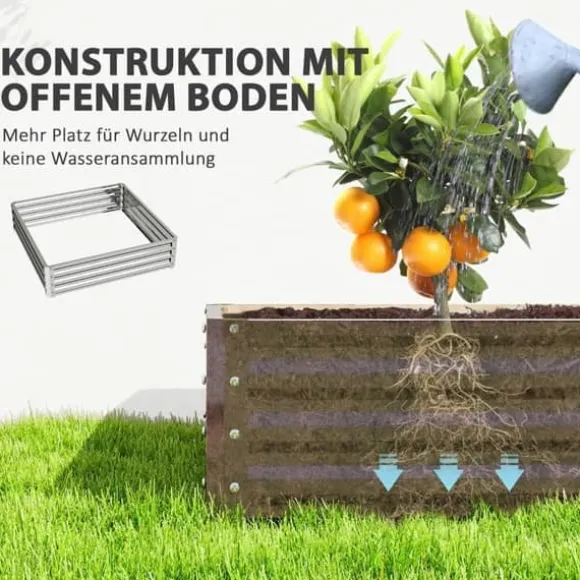 Højbed/plantekasse i stål 120x120x30 cm, sølv – have/terrasse