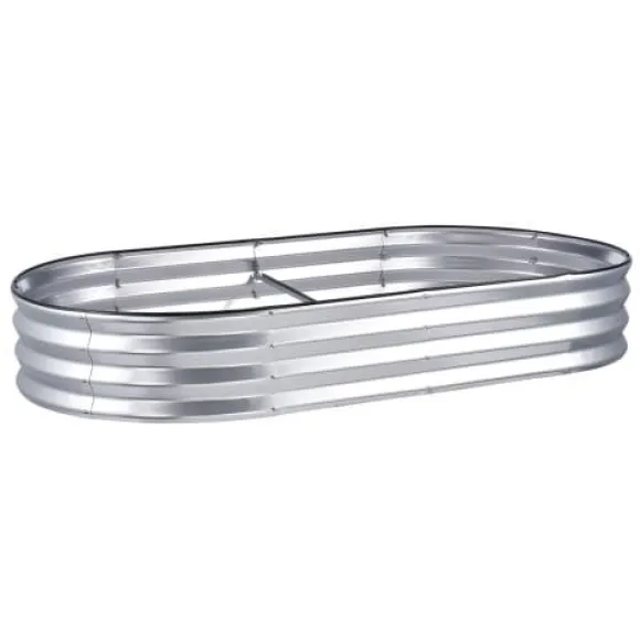 Højbeds plantekasse, 182,5x92,5x28 cm, Sølv, Metal