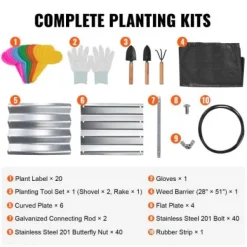 Højbeds plantekasse, 182,5x92,5x28 cm, Sølv, Metal
