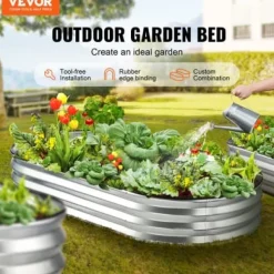 Højbeds plantekasse, 182,5x92,5x28 cm, Sølv, Metal