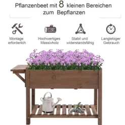 Højbeds plantekasse, 123x54x74 cm, Brun