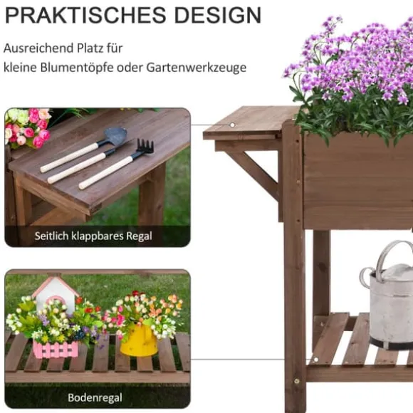 Højbeds plantekasse, 123x54x74 cm, Brun