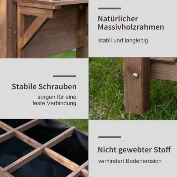 Højbeds plantekasse, 123x54x74 cm, Brun
