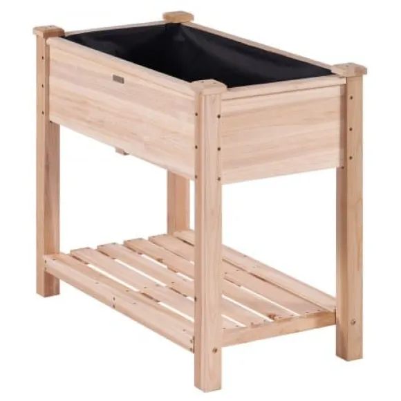 Højbeds plantekasse, 86x46x76 cm, naturtræ, træ